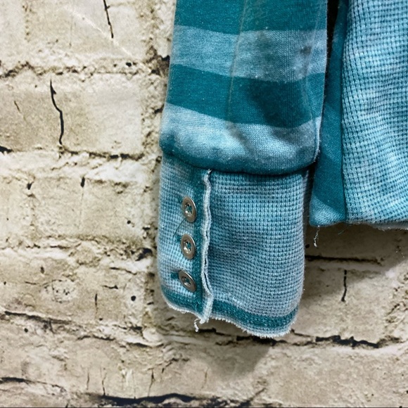 Daytrip Green Striped Cotton Button Sweatshirt Blazer Jacket - Picture 5 of 6